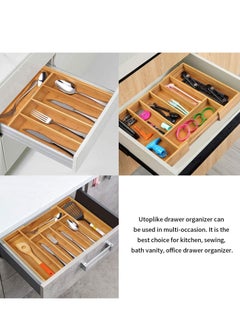 XiuWoo Bamboo Expandable Drawer Organizer, Silverware Utensil Holder and Closet Cutlery Tray for Kitchen, Home  - Image 5