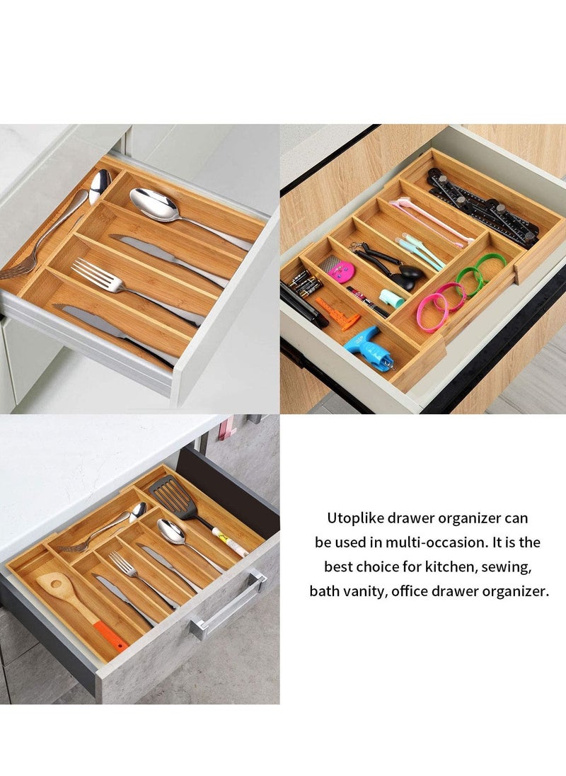 XiuWoo Bamboo Expandable Drawer Organizer, Silverware Utensil Holder and Closet Cutlery Tray for Kitchen, Home  - Image 5