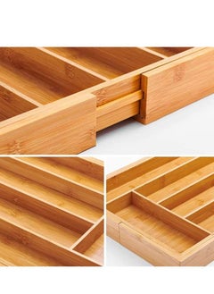 XiuWoo Bamboo Expandable Drawer Organizer, Silverware Utensil Holder and Closet Cutlery Tray for Kitchen, Home  - Image 3