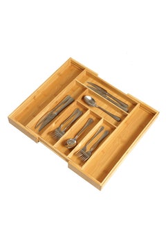 XiuWoo Bamboo Expandable Drawer Organizer, Silverware Utensil Holder and Closet Cutlery Tray for Kitchen, Home  - Image 2