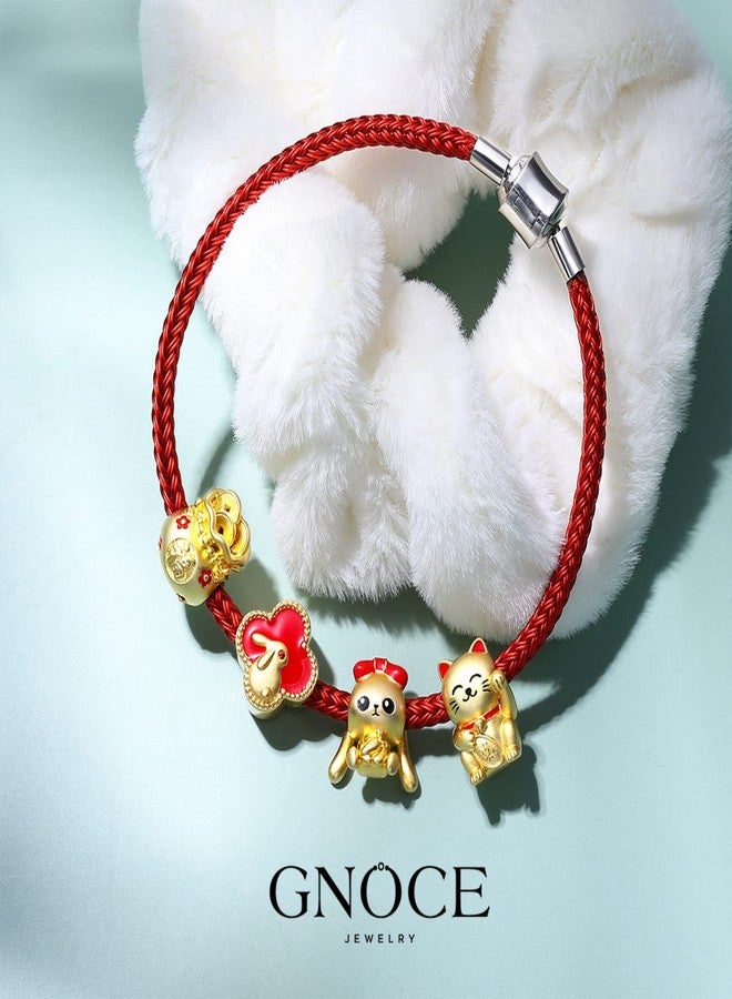 جنوس سوار GNOCE الأحمر الأساسي مع قطعتين من السدادات، سوار ساحر للعرائس المراهقات، مجوهرات نسائية لعيد الحب (أحمر، 16 سم) - Image 5