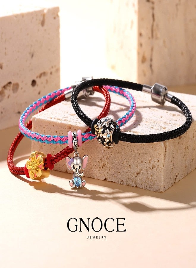 جنوس سوار GNOCE الأحمر الأساسي مع قطعتين من السدادات، سوار ساحر للعرائس المراهقات، مجوهرات نسائية لعيد الحب (أحمر، 16 سم) - Image 4