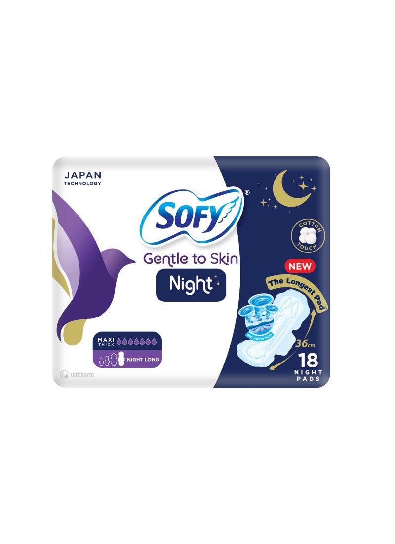 Sofy Gentle To Skin Night Comfort Sanitary Pads With Wings Pack of 18 18 Pcs - Image 1