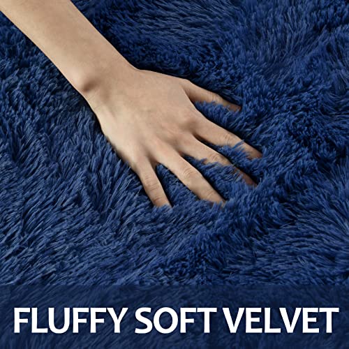 Hutha 4x6 Large Area Rugs for Living Room, Super Soft Fluffy Modern Bedroom Rug, Navy Blue Indoor Shag Fuzzy Carpets for Girls Kids Nursery Room Home Decor - Image 4