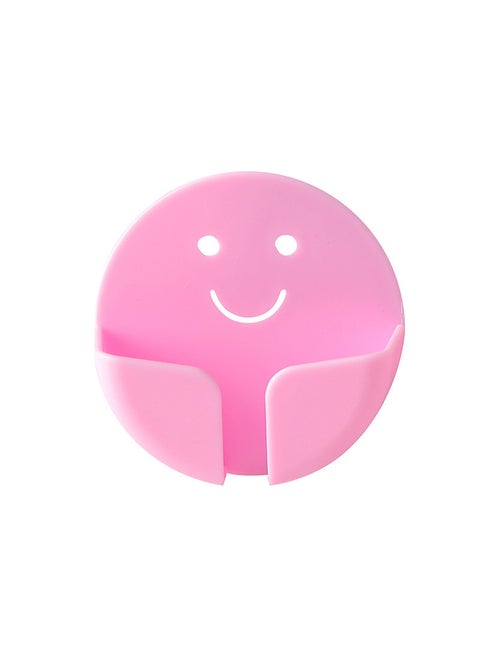 Smiley Face Plug Hook No Punching Fixed Data Cable Charger Power Plug Socket Hook Wall Mounted Wiring Organizer Home Supplies Pink