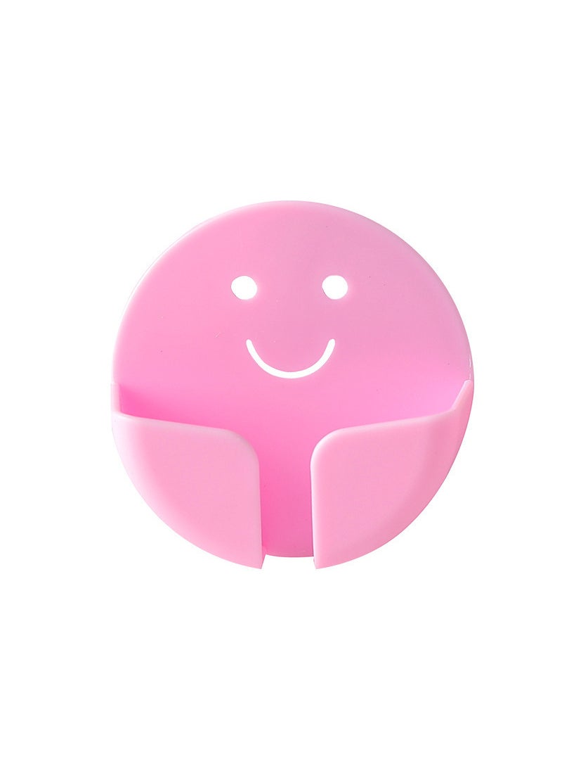 Generic Smiley Face Plug Hook No Punching Fixed Data Cable Charger Power Plug Socket Hook Wall Mounted Wiring Organizer Home Supplies Pink 