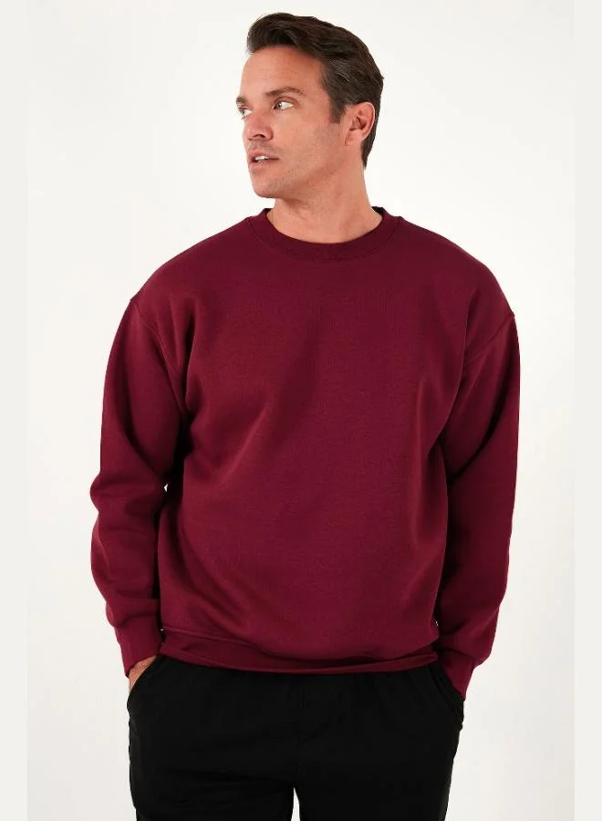 بوراتي سويت شيرت رجالي قطن ناعم بياقة دائرية بقصة عادية من بوراتي