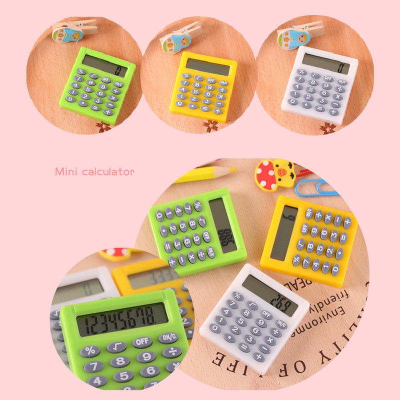 Mini Calculator 8-Digit Display Pocket Size Calculator Battery Powered Random Color for Children School Students Office Supplies - Image 5