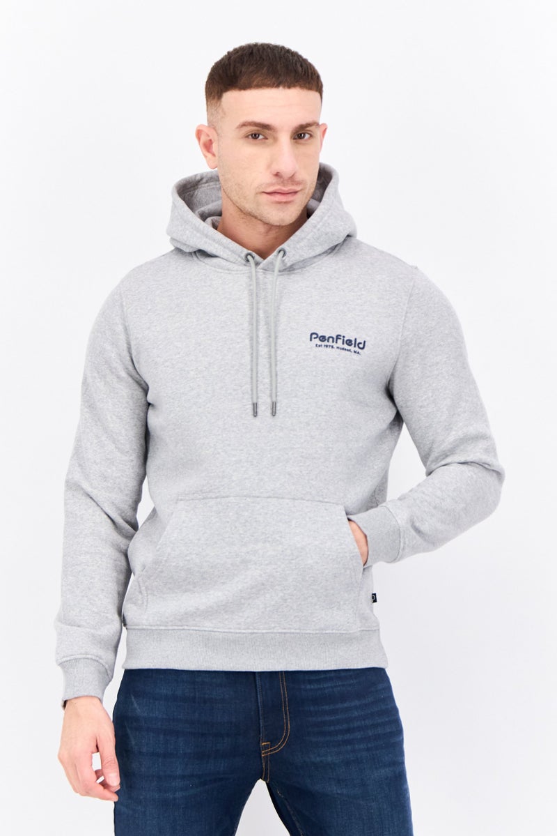 Penfield سويت شيرت طويل الأكمام بغطاء رأس للرجال بشعار العلامة التجارية، رمادي - Image 1