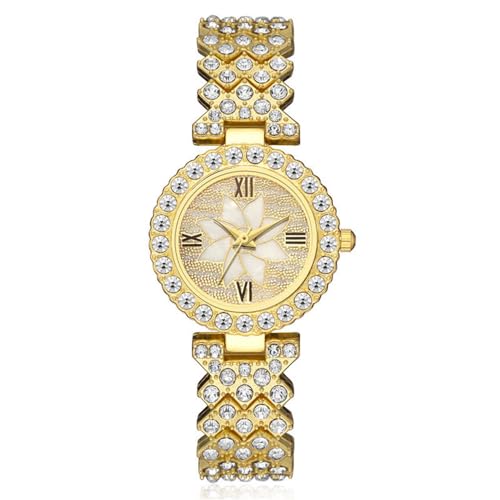 CdyBox Women Luxury Watches Steel Band with Diamonds Bracelets Watches Set Quartz Wristwatch Wholesale (Gold) - Image 4