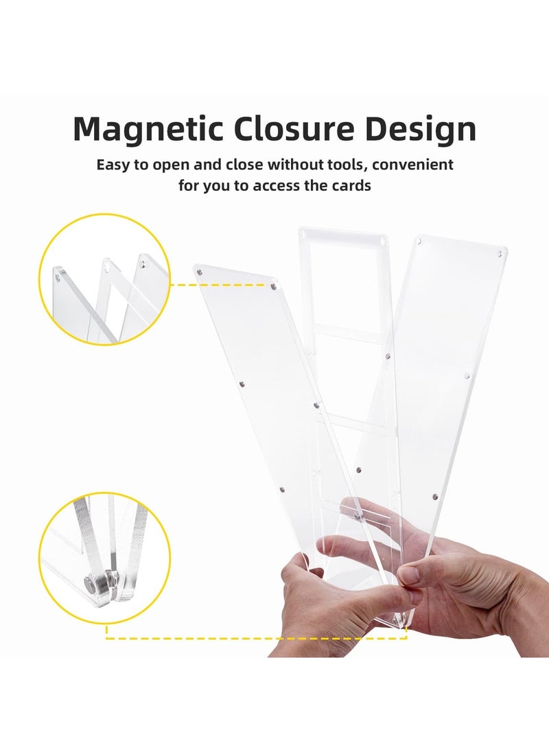 SYOSI Trading Card Frame Holder Stand Display-4 Slots 35-75PT Universal Magnetic Acrylic Game Card Case, Baseball Card Holder, Hard Acrylic Card Cases, Fit for Standard Card  - Image 4