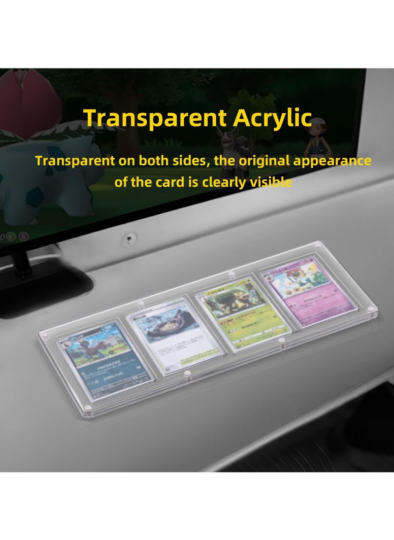 SYOSI Trading Card Frame Holder Stand Display-4 Slots 35-75PT Universal Magnetic Acrylic Game Card Case, Baseball Card Holder, Hard Acrylic Card Cases, Fit for Standard Card  - Image 5