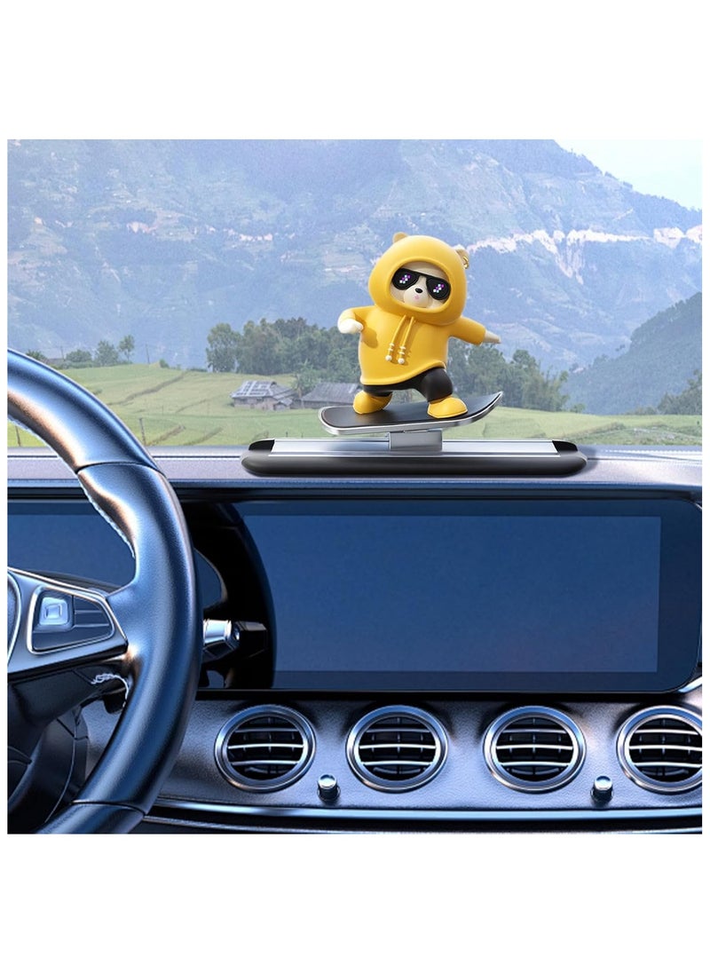 Cutie Cute Car Skateboard Sliding Teddy Ornaments Funny Sliding Bear Cute Car Deshboard Decorations Interior Decoration Accessories  - Image 3