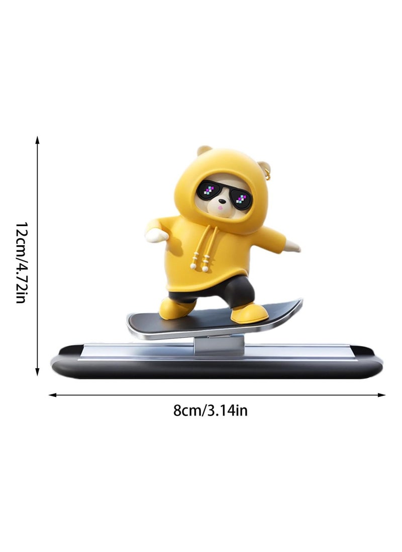 Cutie Cute Car Skateboard Sliding Teddy Ornaments Funny Sliding Bear Cute Car Deshboard Decorations Interior Decoration Accessories  - Image 2