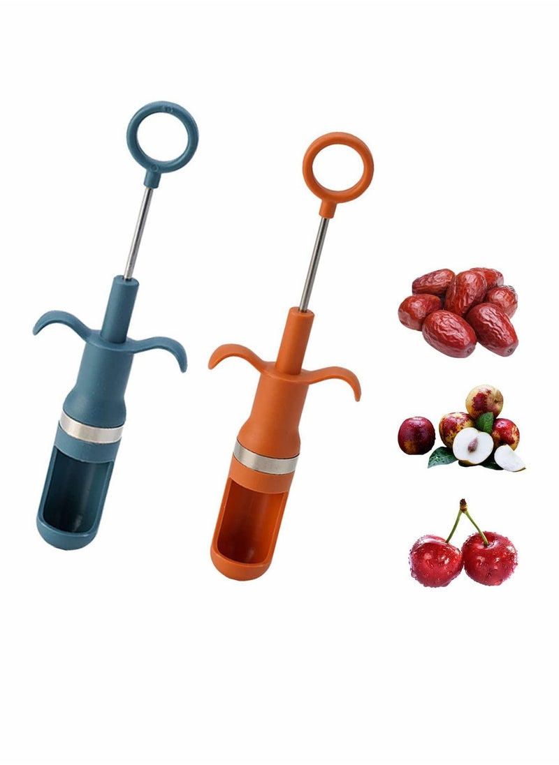 SYOSI - Cherry Pitter Tool, Portable Fruit Pitter Tool, Red Date Jujube Cherry Corer Remover Seed Tool, Multi-Function Fruit Corer for Home Kitchen, 2 Pcs - Image 1