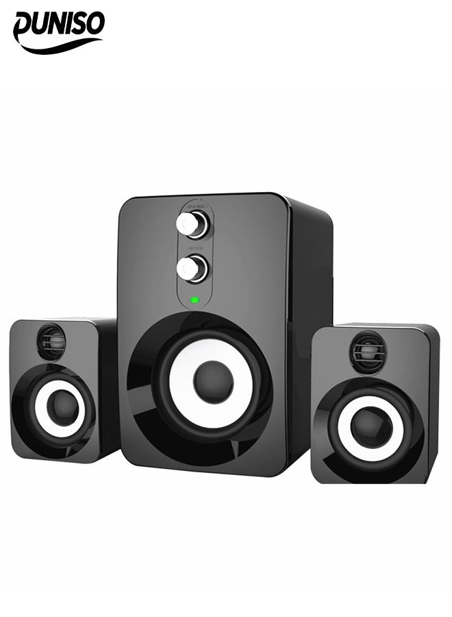 DUNISO Multimedia Speaker，Computer Speaker, Home Desktop Speaker Three Piece Set, Full Range Audio,Adjustable High and Low Frequencies,3.5mm Audio Inputs,Suitable for Laptops, Tablets, Smart TVs, Mobile Phones - Image 1