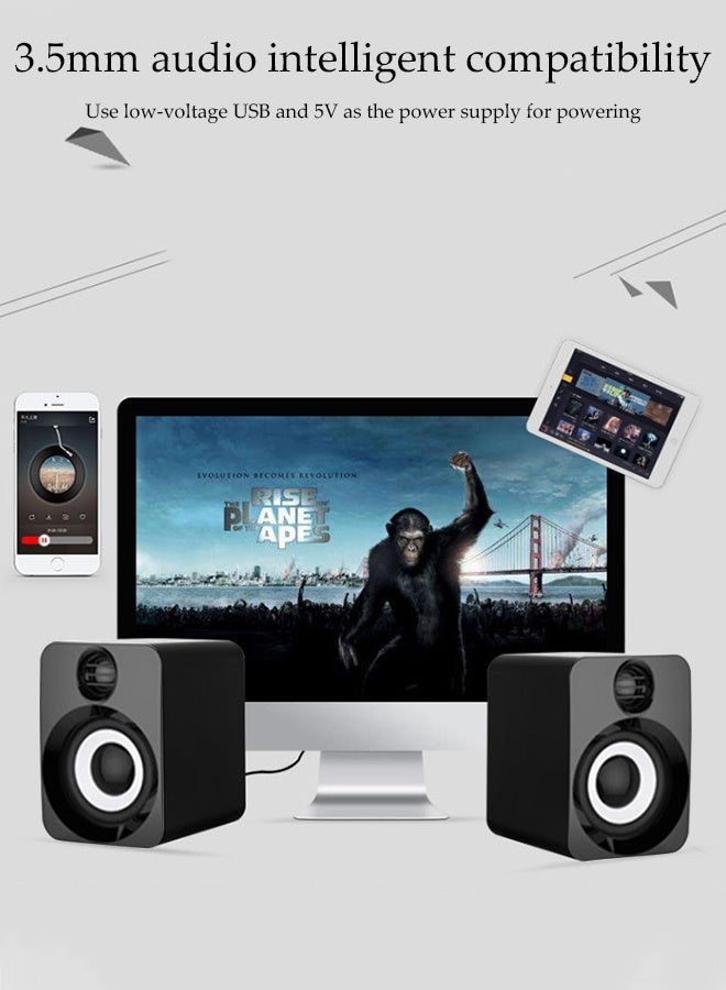 DUNISO Multimedia Speaker，Computer Speaker, Home Desktop Speaker Three Piece Set, Full Range Audio,Adjustable High and Low Frequencies,3.5mm Audio Inputs,Suitable for Laptops, Tablets, Smart TVs, Mobile Phones - Image 5