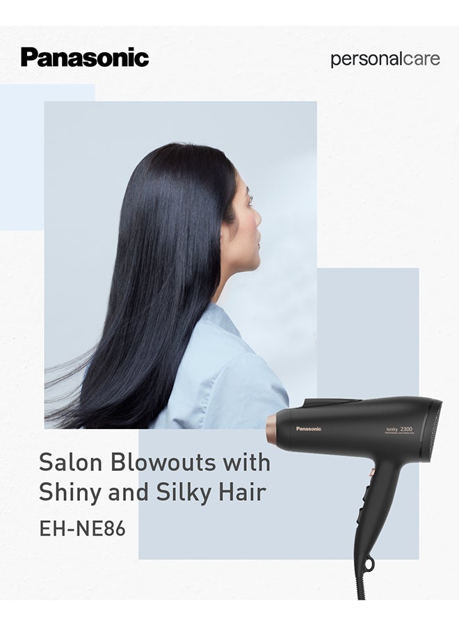 Panasonic 2300W Ionic Hair Dryer With Powerful Airflow, 6 Airflow Settings, Professional Heat Protection, Concentrator Nozzle And Diffuser - Eh-Ne86-K685 Black - Image 3