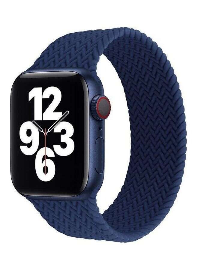 حزام بديل مضفر من السيليكون لساعة Apple Watch Series 5/6/7 42/44/45 ملم أزرق صغير
