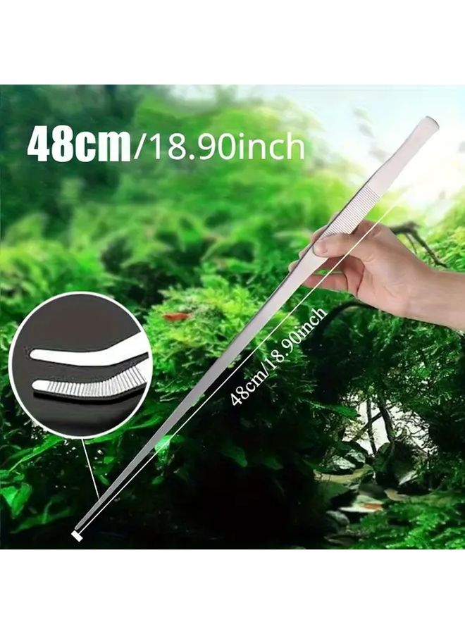 48cm Stainless Steel Elbow Tweezers Multi Functional Aquarium Clip Long Tongs For Pet Feeding - Image 4