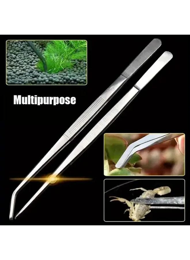 48cm Stainless Steel Elbow Tweezers Multi Functional Aquarium Clip Long Tongs For Pet Feeding - Image 3