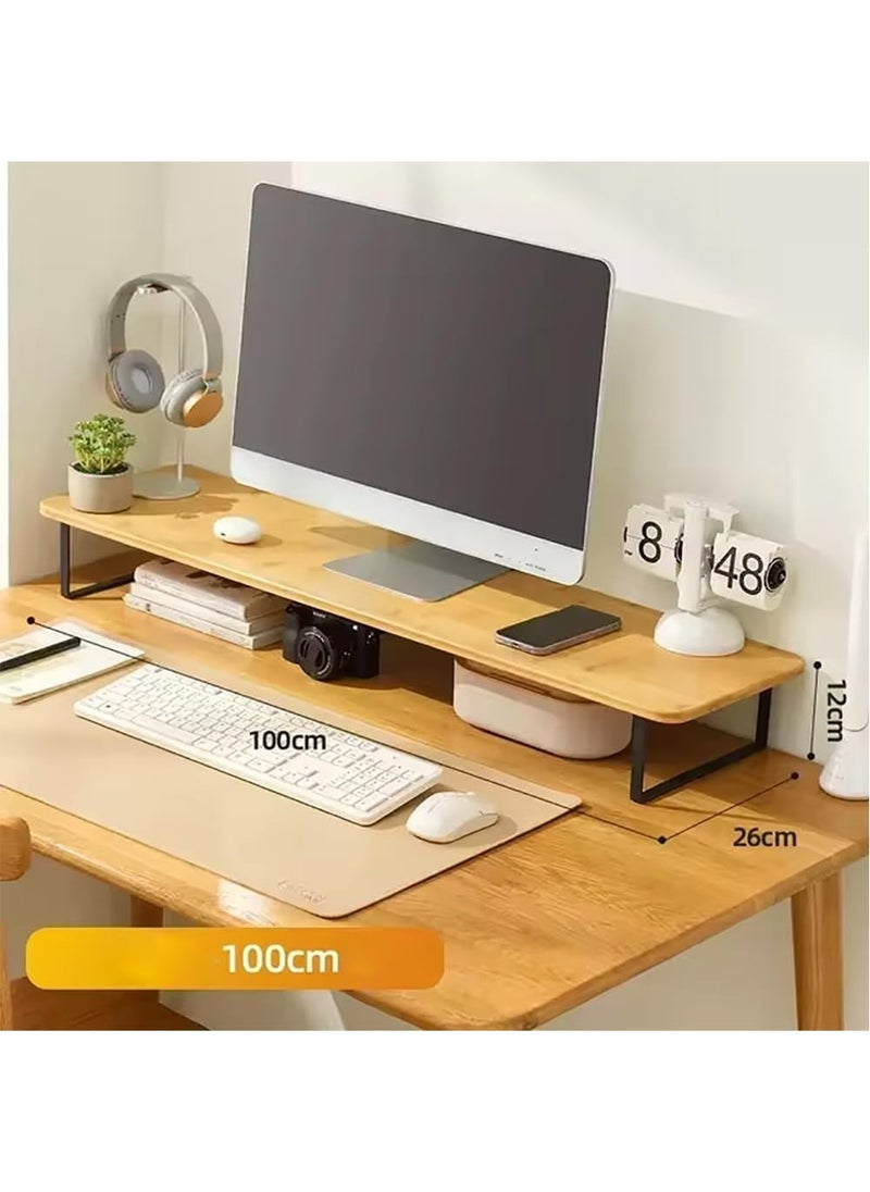 Rubik Monitor Riser Stand, Desk Organizer Ergonomic Elevated Rack for Laptop Computer, Home and Office Use (Black, 100x26x12cm)  - Image 2
