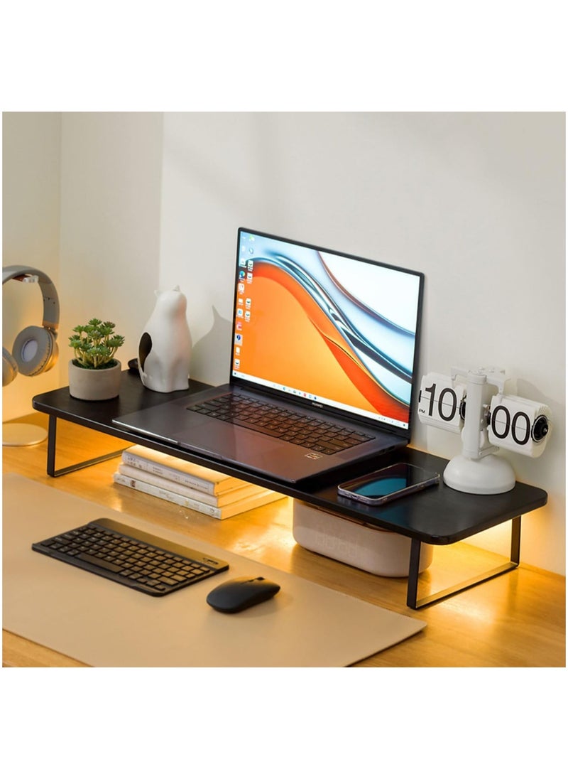 Rubik Monitor Riser Stand, Desk Organizer Ergonomic Elevated Rack for Laptop Computer, Home and Office Use (Black, 100x26x12cm)  - Image 3