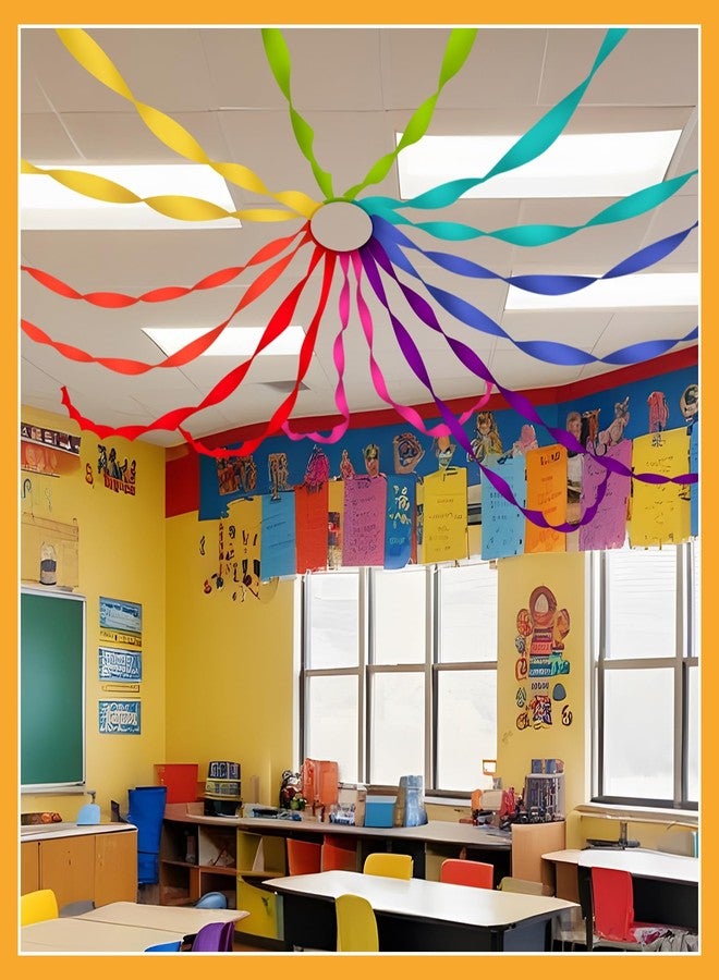 Watersay 16 Rolls Rainbow Crepe Paper Streamers 528 ft Colorful Christmas Party Decoration Back to School Classroom Ceiling Decoration Birthday Party Streamers for Birthday Wedding Indoor Decor - Image 2