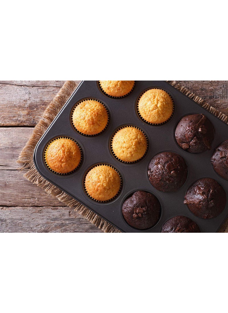 svk dream SVK DREAM Outperform Aluminium 3D Nonstick 12Slot Cup Midi Shape Muffin Cake Mould Medium Black  - Image 5