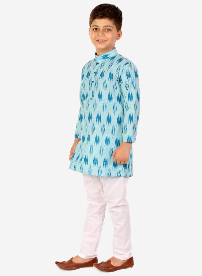 Pro-Ethic Style Developer Cotton Kurta Pajama Set For Boys Kids | Traditional Ethnic Kurta Pajama (S-154) Firozi, 1-2 Years - Image 2