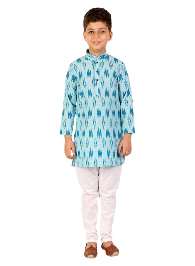 Pro-Ethic Style Developer Cotton Kurta Pajama Set For Boys Kids | Traditional Ethnic Kurta Pajama (S-154) Firozi, 1-2 Years - Image 1