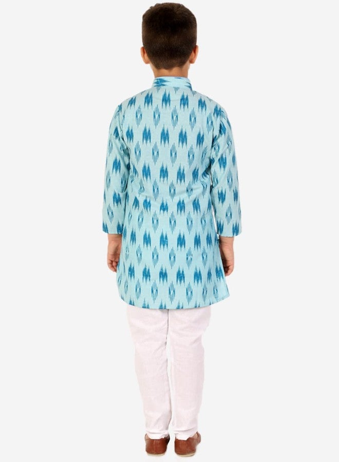 Pro-Ethic Style Developer Cotton Kurta Pajama Set For Boys Kids | Traditional Ethnic Kurta Pajama (S-154) Firozi, 1-2 Years - Image 4