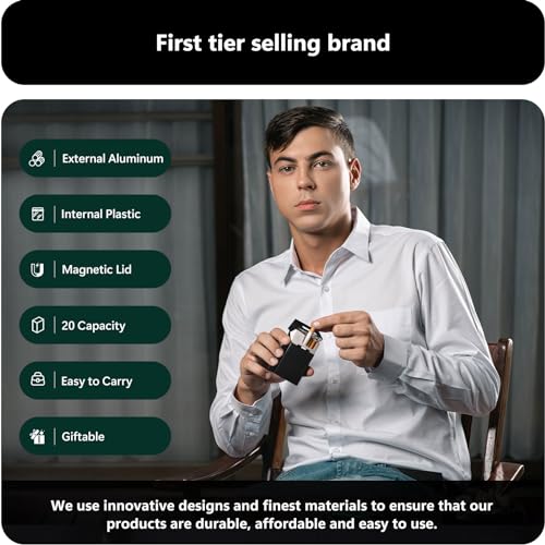 roygra Cigarette Case (4 Pack), Magnetic Switch 20pcs Cigarette Holder Case for Men Women, Cigarettes Smoking Accessories, Metal and Plastic Box for Smoke (100mm 100s Size) - Image 5