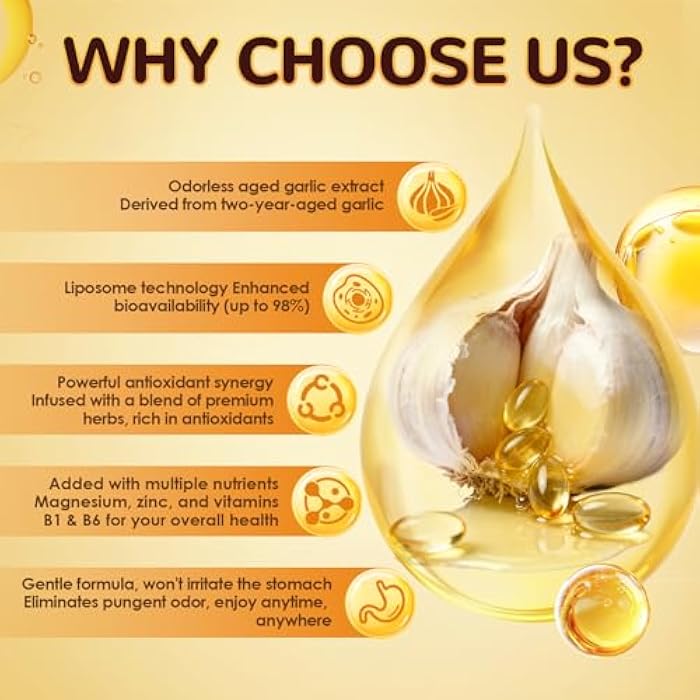 Totaria Liposomal Aged Garlic Extract Capsules - Odorless Aged Garlic with Magnesium,Zinc,Vitamin B,Antioxidant Herbal Blend - Heart & Immune Support - Non-GMO, Gluten Free,300 Softgels - Image 3