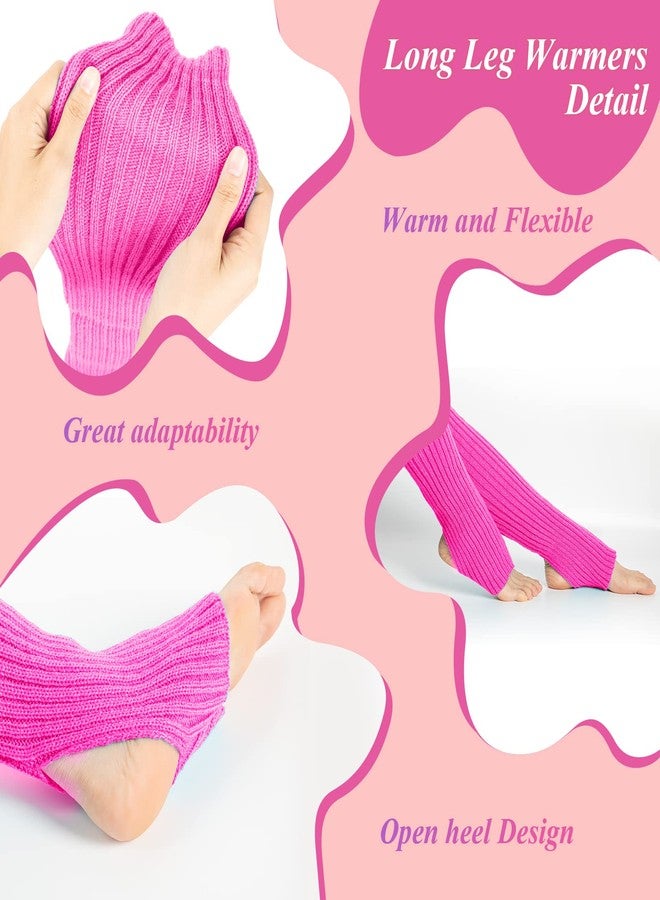 Foaincore 8 Pairs Long Leg Warmers for Women Fashion Ribbed Knit Stirrup Leg Warmer Sock 80s Party Supply Yoga Dance Sport(Elegant Color) - Image 3