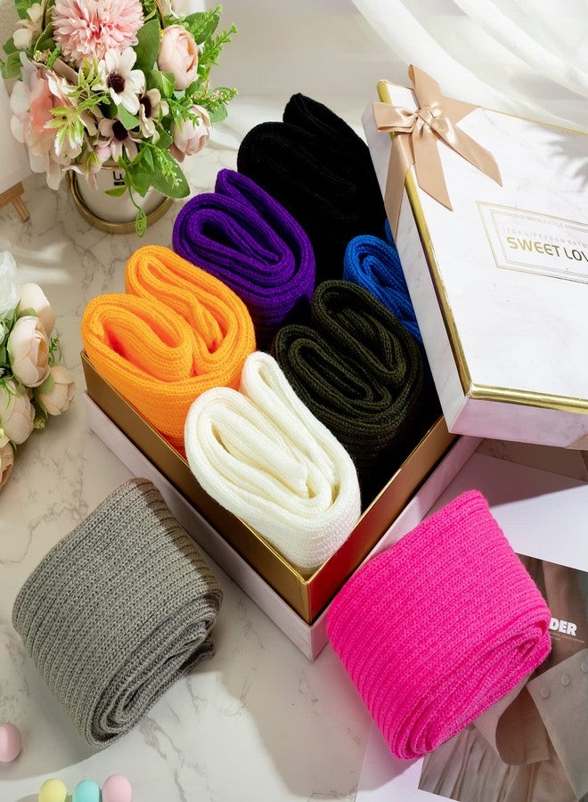 Foaincore 8 Pairs Long Leg Warmers for Women Fashion Ribbed Knit Stirrup Leg Warmer Sock 80s Party Supply Yoga Dance Sport(Elegant Color) - Image 5