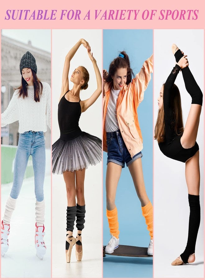 Foaincore 8 Pairs Long Leg Warmers for Women Fashion Ribbed Knit Stirrup Leg Warmer Sock 80s Party Supply Yoga Dance Sport(Elegant Color) - Image 4