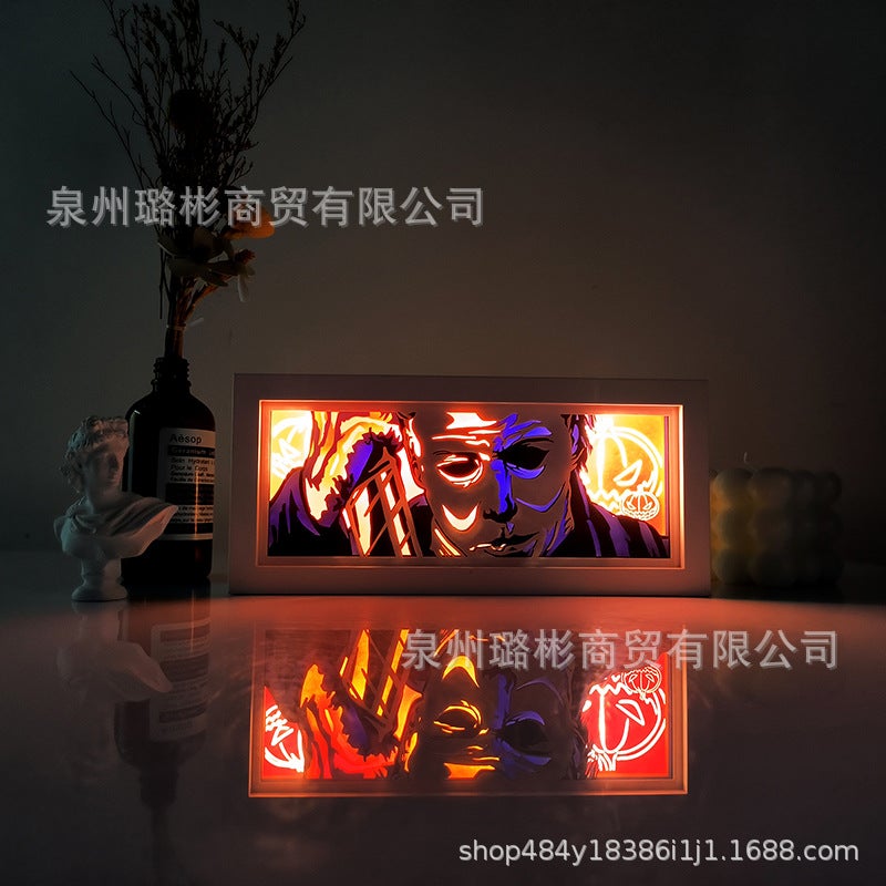 Cartoon Paper Carving Lamp One Piece Luffy Desktop Decoration Paper Cutting Lamp Sun Comic Po Frame Lamp Bedroom Room Night Light - Image 1