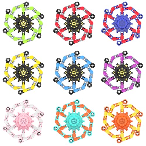 Irvotbes Easter Basket Stuffers Transformable Fidget SpinnersFunny Stress Relief Sensory Fidget ToysDeformable Chain DIY Robot Fingertip Gyros Toy Party Favors Kids Easter Basket Stuffers9PC - Image 1