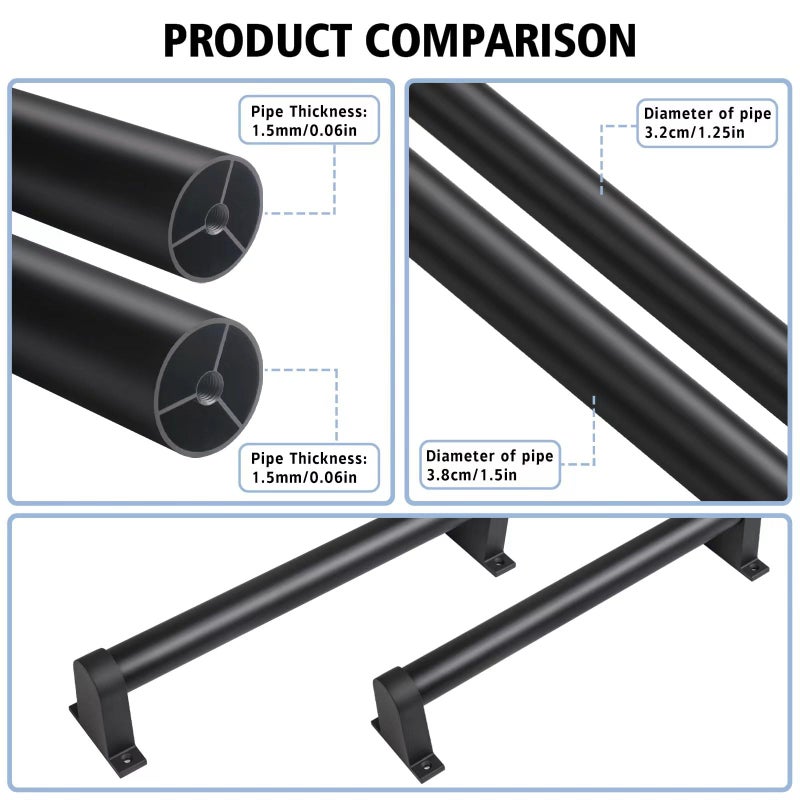 SDNBHT Industrial Stair Railing Metal Hand Rails for Indoor & Outdoor Steps Wall Mount Hand Rails for Indoor Stairs 1.25" Pipe Stair Handrail for Steps Aluminum Staircase Handrail Hand Railing 4ft - Image 3