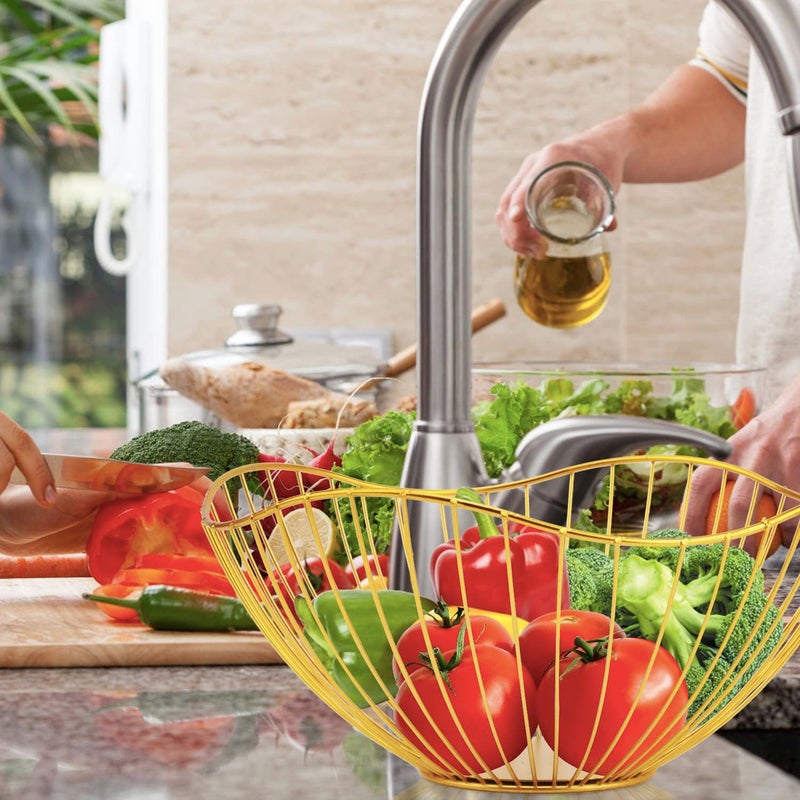 Lainrrew Metal Wire Fruit Basket Gold Fruit Bowl for Kitchen Counter Fruit Holder Stand Storage Baskets for Countertop Home Decor Table Centerpieces Vegetable Bowls for Fruits Veggies Snacks Gold - Image 4