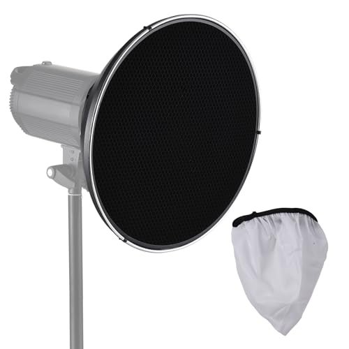ANDOER Andoer 15.35 Inch Bowens Mount Beauty Dish Standar Reflector Diffuser Lamp Shade Dish with 60Â°Honeycomb Grid & Center - Image 1
