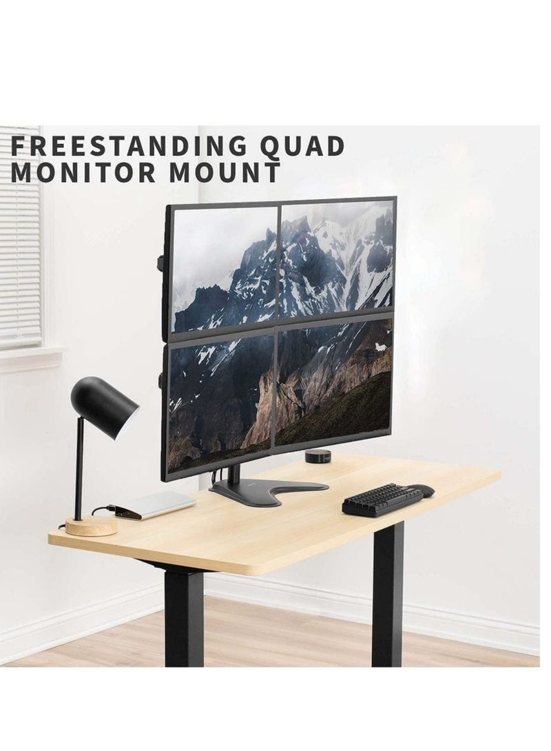 13 to 30 inch Monitor Free-Standing Mount, Fully Adjustable Desk Stand, Holds 4 Flat or Curved Display Screens - Image 4