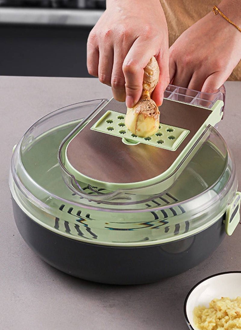 Premium 14 in 1 Vegetable Cutter Set - Includes Mandoline, Garlic Press, Onion Chopper, Hand Protector, Strainer and Container, Multipurpose Kitchen Tool for Efficient Food Prep H