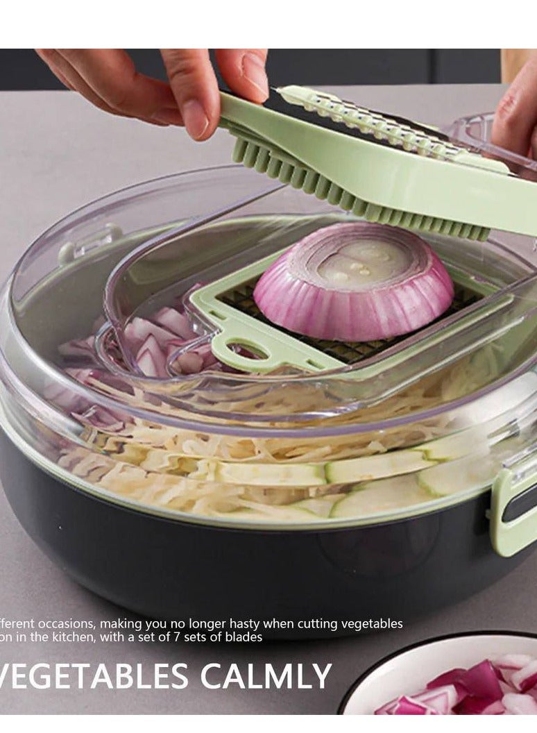 Premium 14 in 1 Vegetable Cutter Set - Includes Mandoline, Garlic Press, Onion Chopper, Hand Protector, Strainer and Container, Multipurpose Kitchen Tool for Efficient Food Prep H
