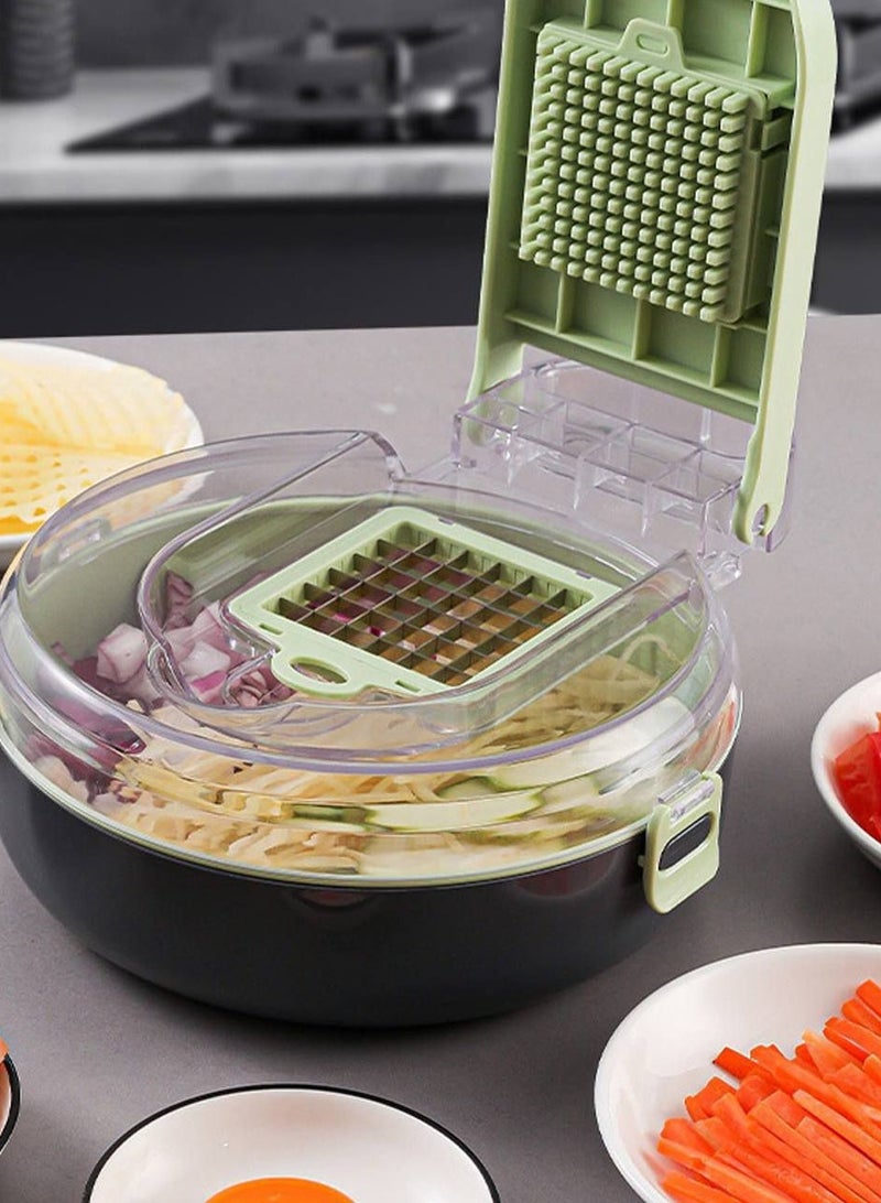 Premium 14 in 1 Vegetable Cutter Set - Includes Mandoline, Garlic Press, Onion Chopper, Hand Protector, Strainer and Container, Multipurpose Kitchen Tool for Efficient Food Prep H