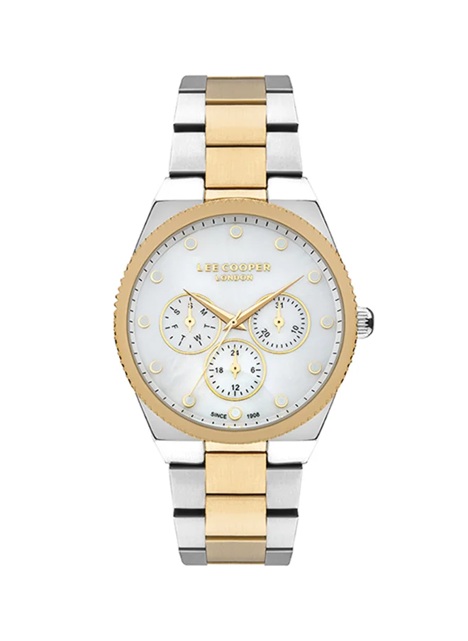 Lee Cooper Lee Cooper Women's Quartz Movement Watch, Multi Function Display and Metal Strap - LC07452.220, Silver/Gold