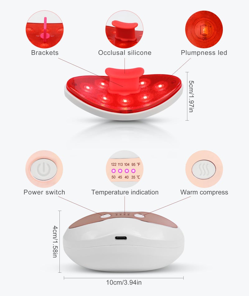 FERNIDA Red Light Device, FERNIDA 2 in 1 Lip and Eye Care Tool with Heated for Anti-Aging, Smooth Lip Wrinkles, Lip Plumper and Reduce Dark Circles, 4 Levels Heating Temps, White - Image 5