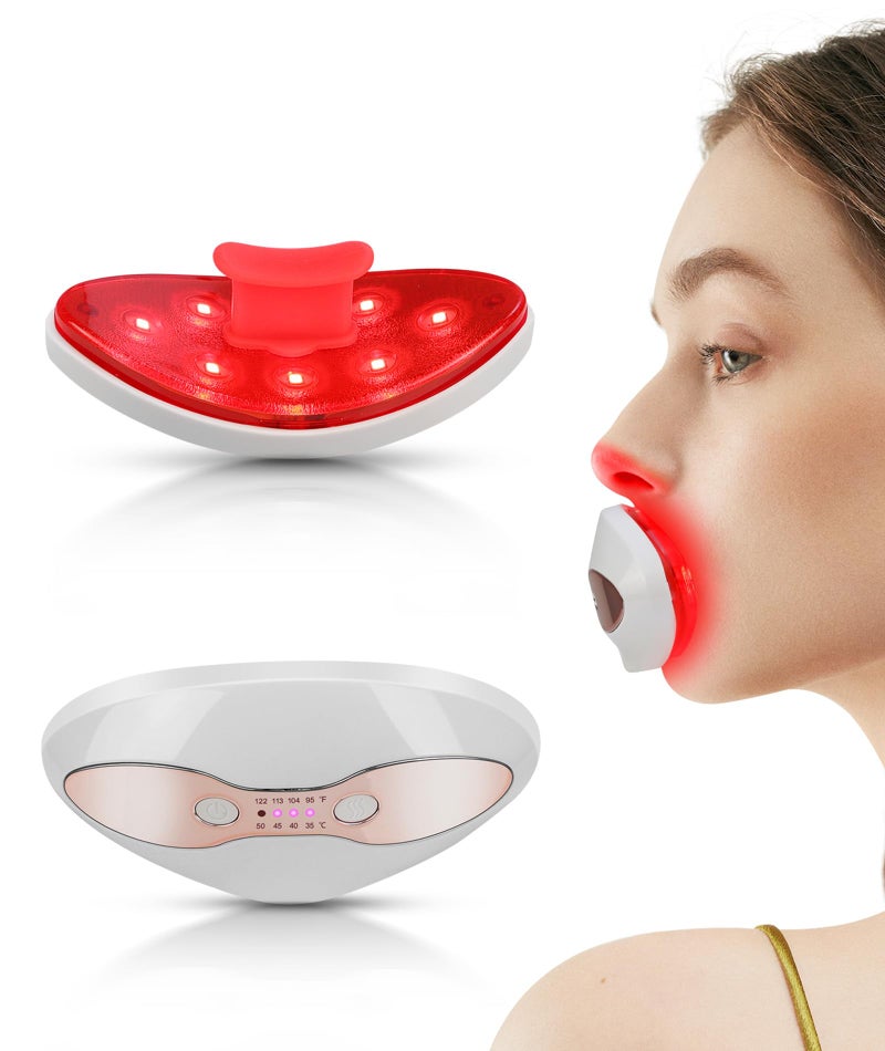 FERNIDA Red Light Device, FERNIDA 2 in 1 Lip and Eye Care Tool with Heated for Anti-Aging, Smooth Lip Wrinkles, Lip Plumper and Reduce Dark Circles, 4 Levels Heating Temps, White - Image 1