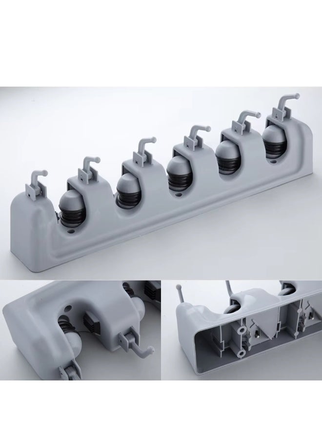 NRK Wall-mounted organizer and broom holder - 5 slots and 6 foldable hooks - Heavy-duty storage rack for kitchen, garden, and warehouse - Image 3